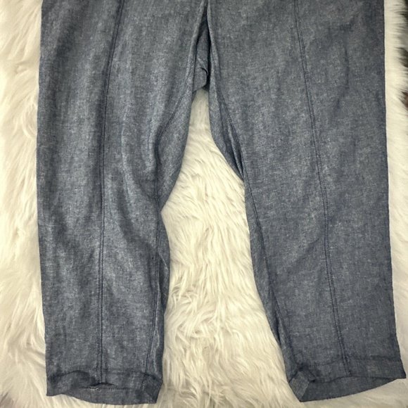Old Navy womens NWT high rise crop pants 55% linen 3X elastic waist blue - Picture 7 of 13